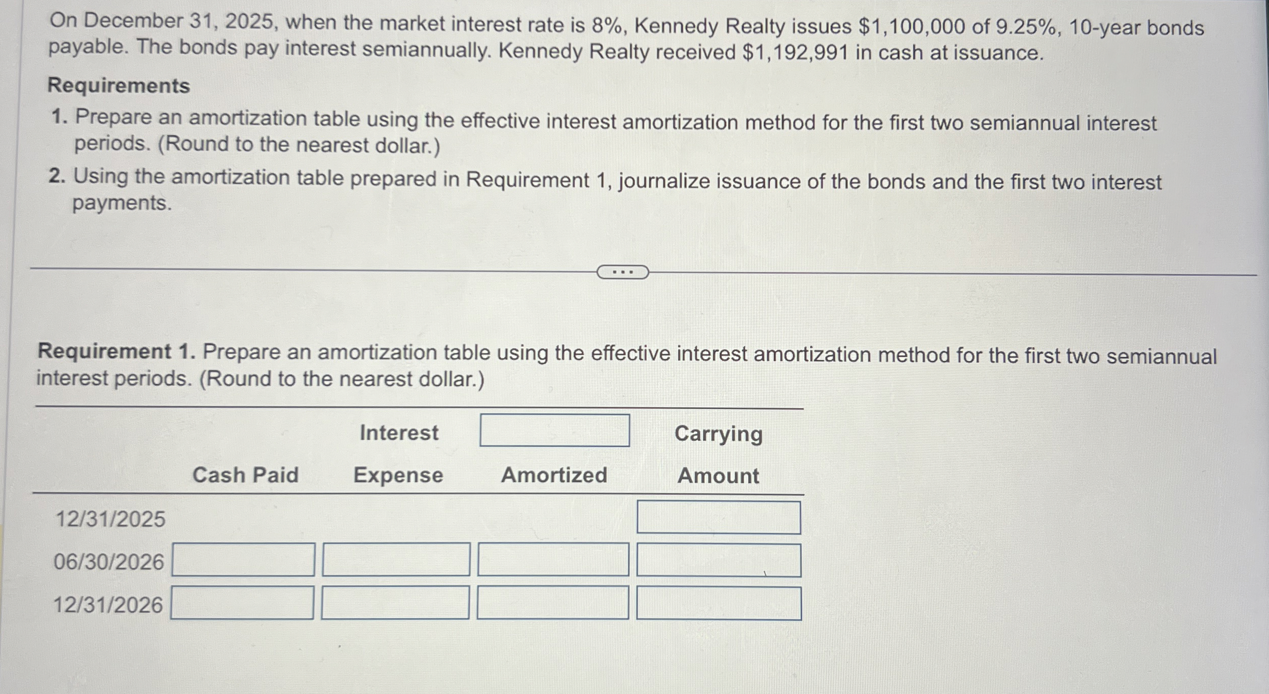  On December 31,2025, when the market interest rate is 8%, Kennedy