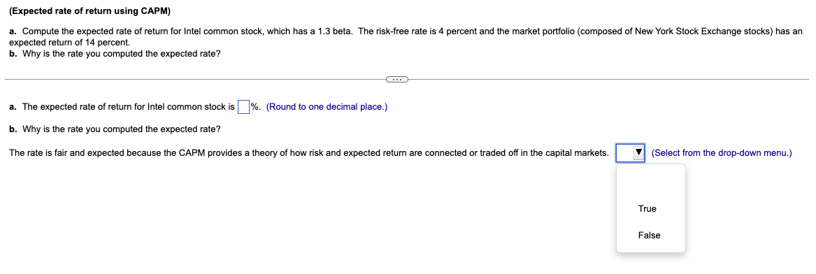 the appropriate expected return of CSB (using the CAPM)? The appropriate expected
