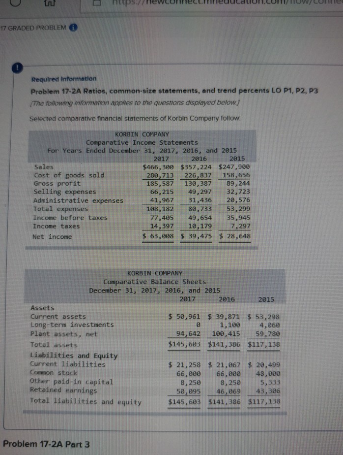 problem 17 - 2A ratios, common size, and the trend percent LO,