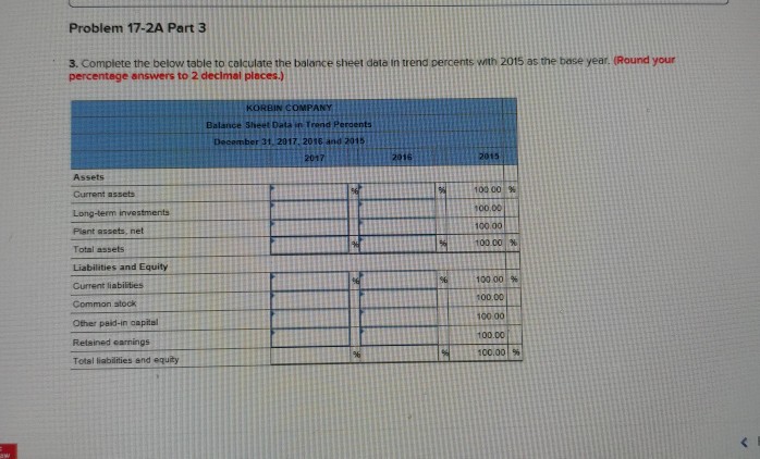 P1, P3, P3 17 GRADED PROBLEM 6 Required Informetion Problem 17-2A Ratios,
