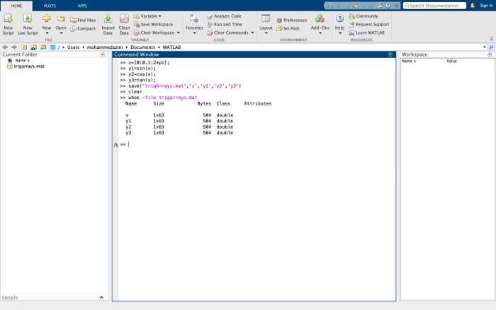do the following: (1) Clear the command window. (2) Load the three