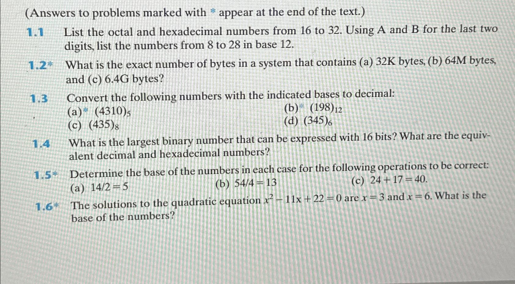  (Answers to problems marked with * appear at the end of