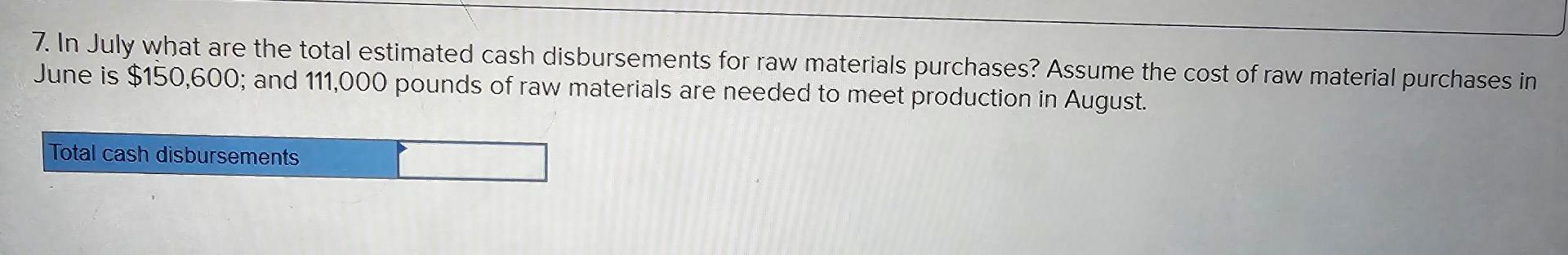 is the accounts receivable balance at the end of July? 6. If