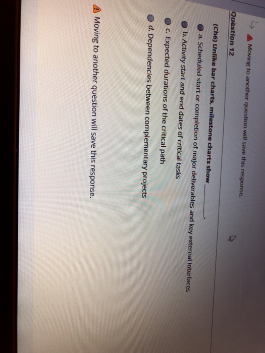  Moving to another question will save this response. Question 12 (Ch6)