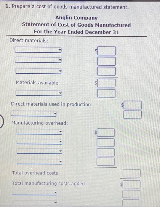 of noods manufartured ctatemont it. Cost of Goods Manufactured and Sold Anglin