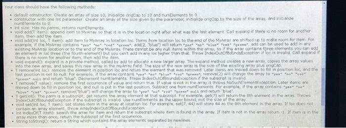 if necessary. The MyAray coject will contain a lava array to hold