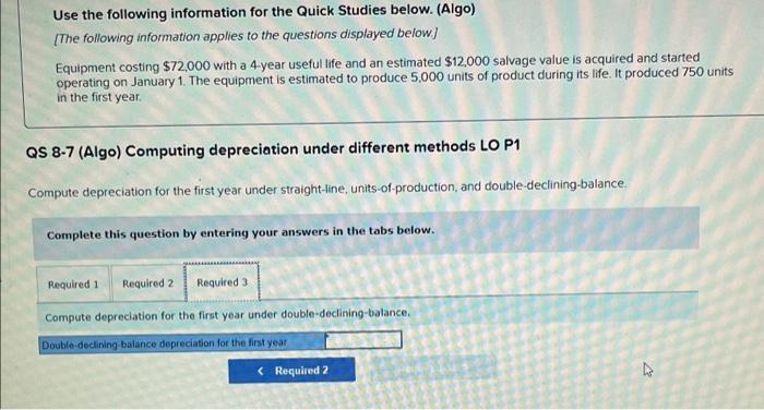 $72,000 with a 4-year useful life and an estimated $12,000 salvage value