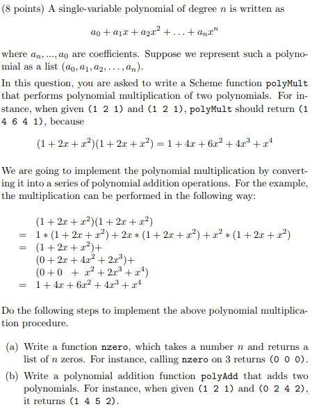 Write the following function in Scheme/DrRacket! Please do not use loops, as