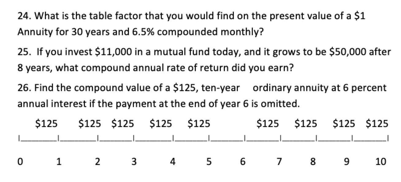 24. What is the table factor that you would find on