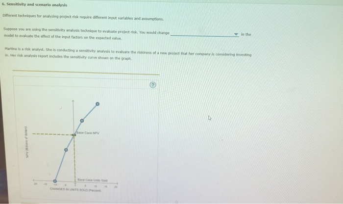  6. Sensitivity and scenario analysis Different techniques for analyzing project is