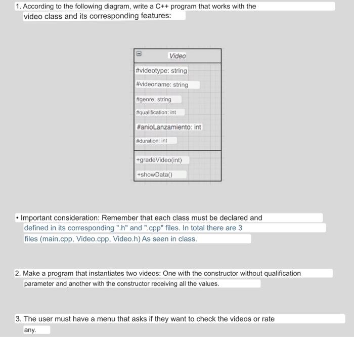  1. According to the following diagram, write a C++ program that