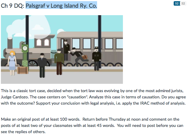 This is a classic tort case, decided when the tort law