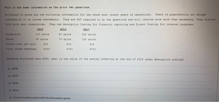  This is the same information as the prior two questions. Billboard