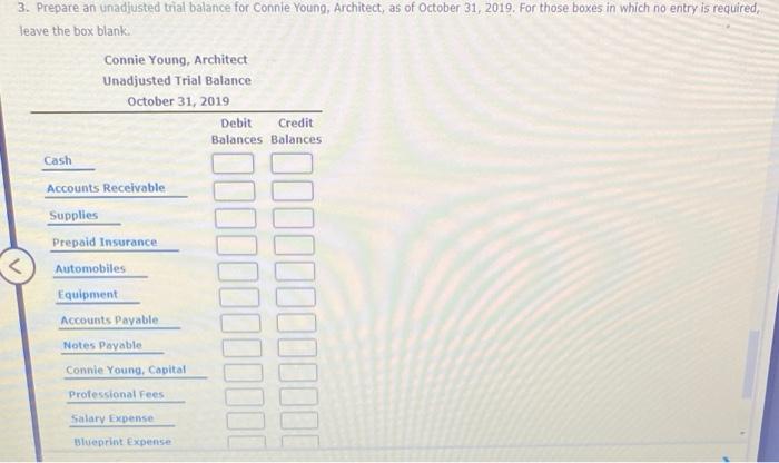 October rent for office and workroom, $5,500. Purchased used automobille for $36,000,