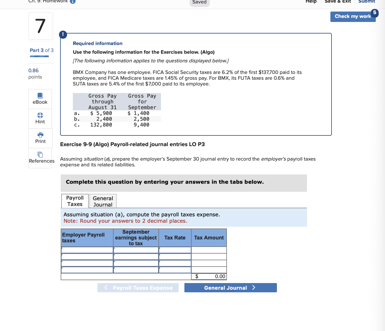  Required information Use the following information for the Exercises below. (Algo)