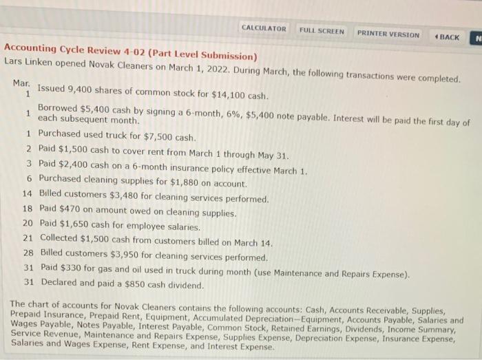  CALCULATOR FULL SCREEN PRINTER VERSION 4 BACK N Accounting Cycle Review