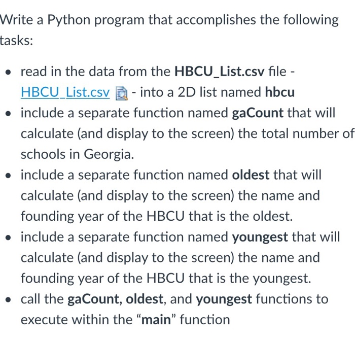 Write a Python program that accomplishes the following tasks: read in