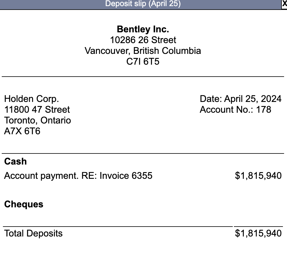 6T5 Velor Inc. 8537 Paper Trail Winnipeg, Manitoba V4N 807 Date: April