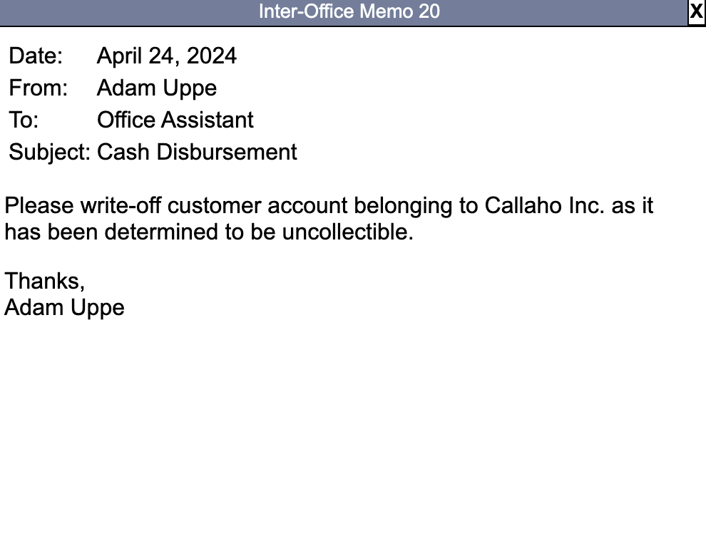 15, 2024 Account No.: 177 Cash Cheques N/A (re: interest and principal