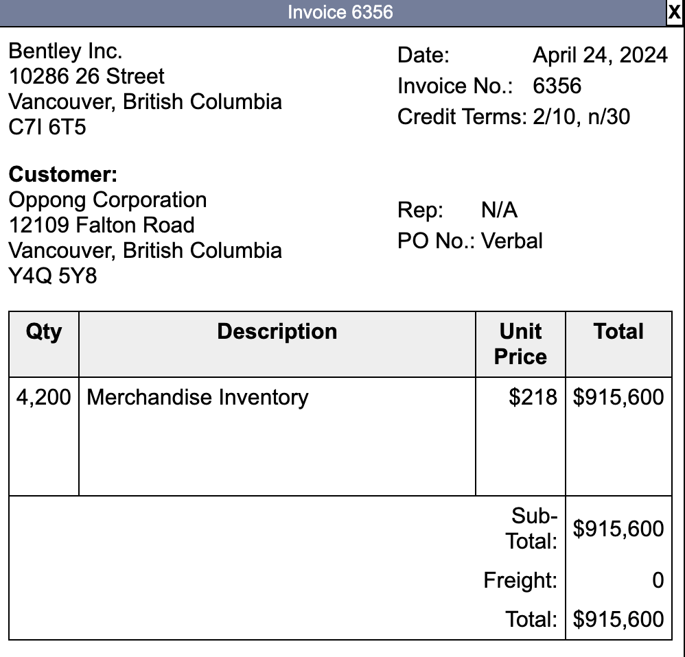 regarding the note receivable) $1,604 Total Deposits $1,604 Please write cheque #2715