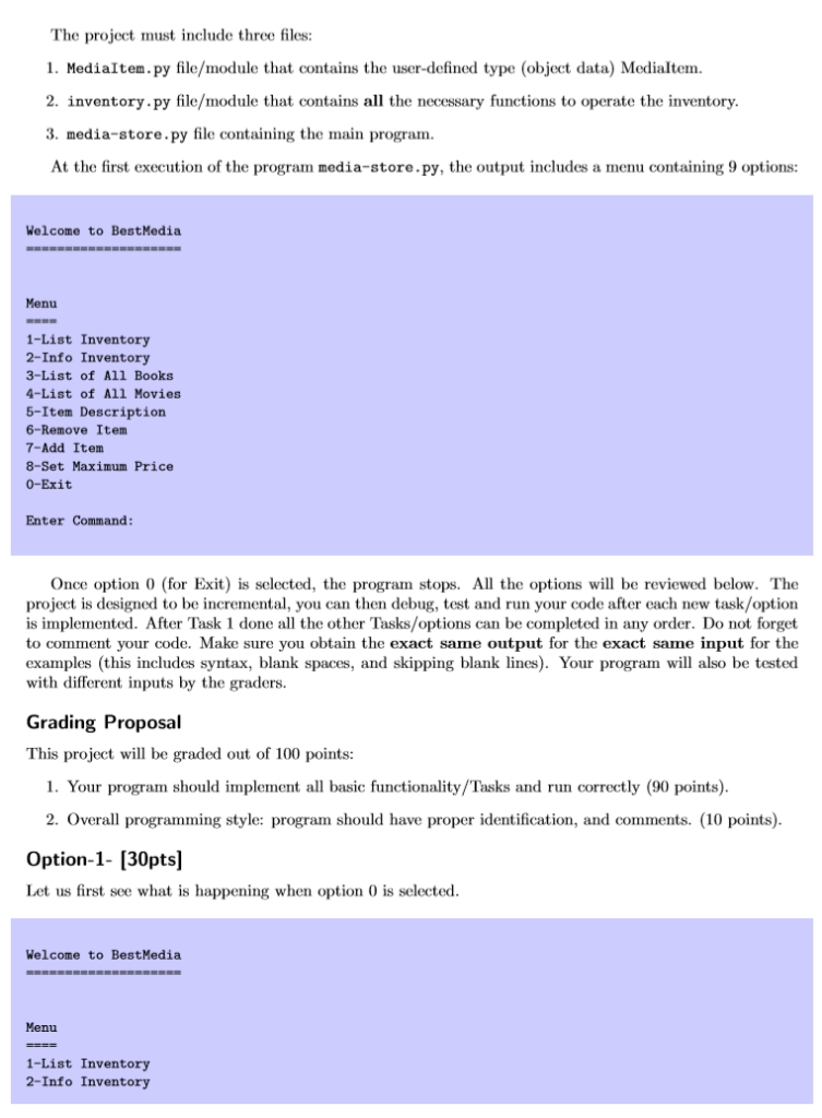 Description The goal of the project is to design and implement a