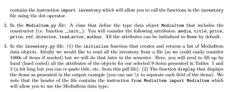 inventory, and add or remove items. These items are identified either as