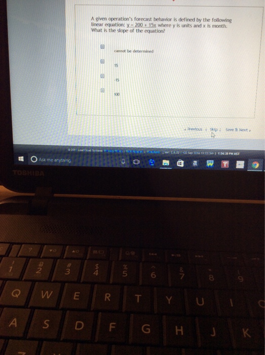  A given operation's forecast behavior is defined by the following linear