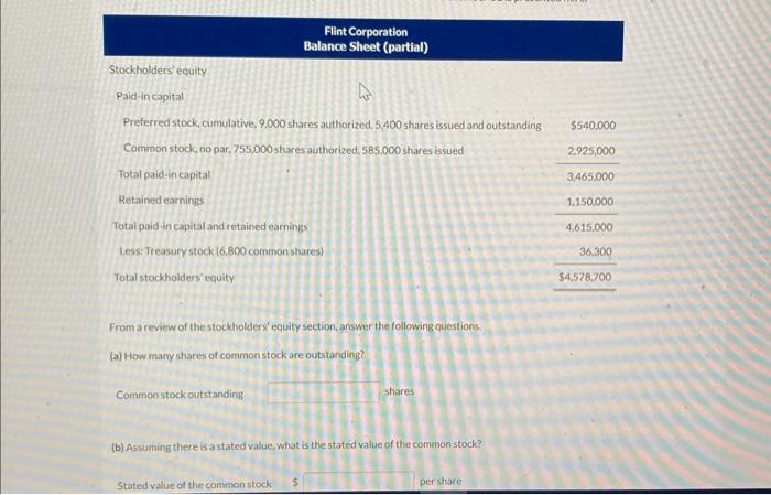 (b) Assuming there is a stated value, what is the stated