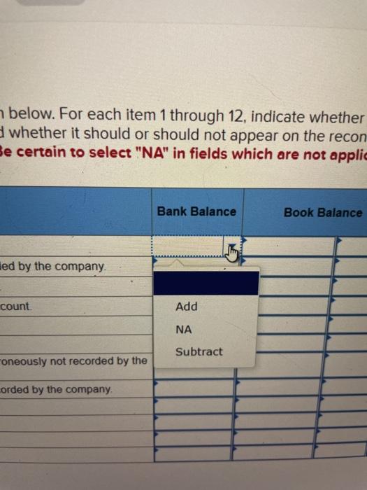 Saved A table for a monthly bank reconciliation dated September 30 is