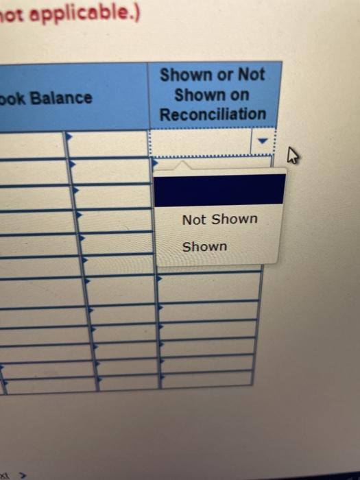 and whether it should or should not appear on the reconciliation (Select