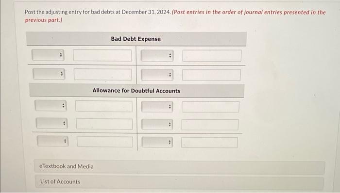 Doubtful Accounts is a credit of $8,800. Journalize the adjusting entry for