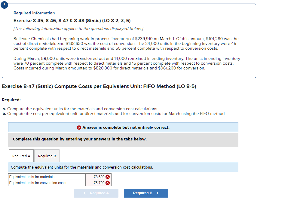  Required information Exercise 8-45, 8-46, 8-47 \& 8-48 (Static) (LO 8-2,