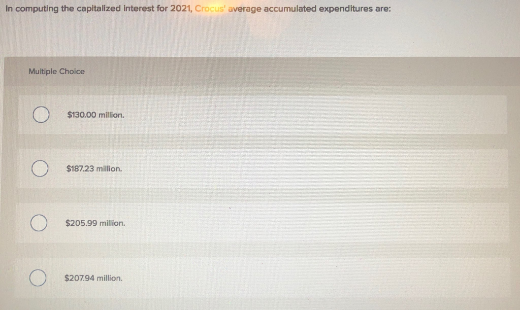1, 2020, the Crocus Company began construction of a new manufacturing plant.