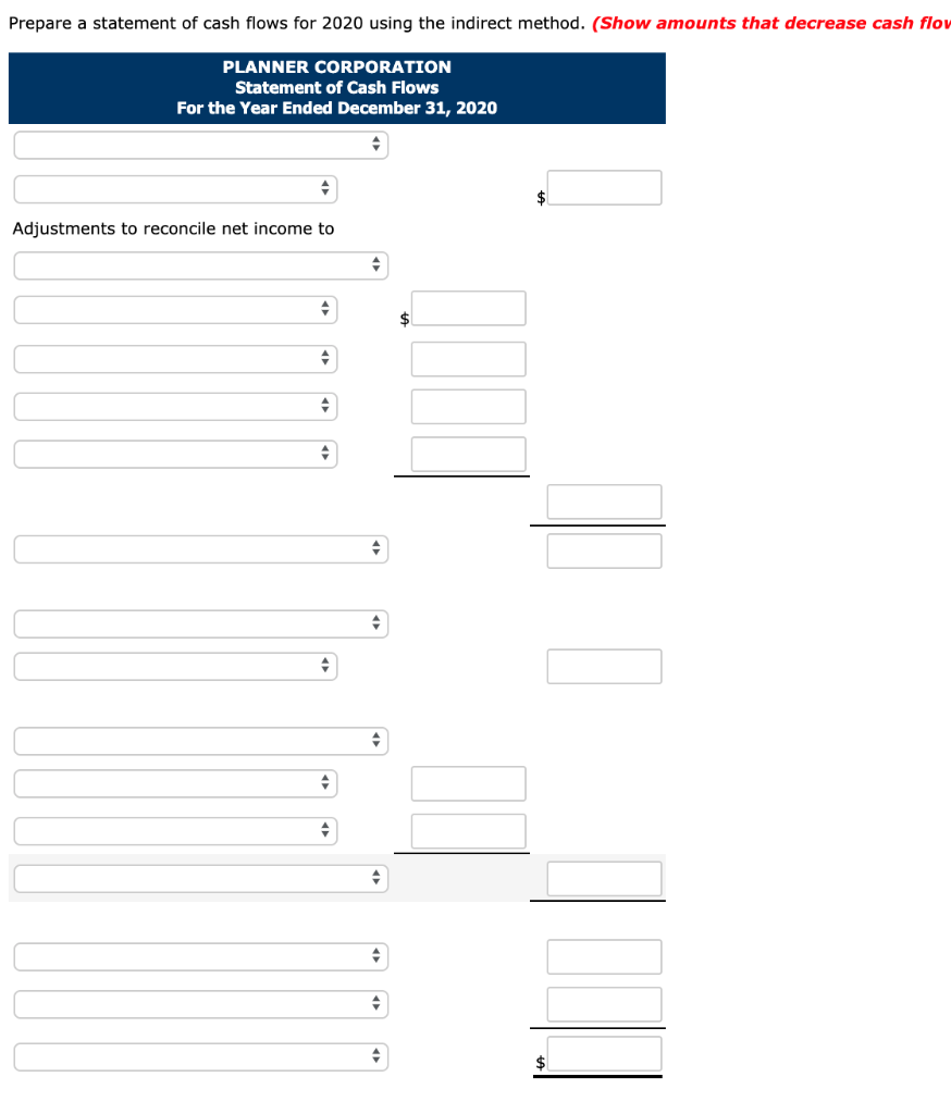 PLANNER CORPORATION Comparative Balance Sheets December 31 2020 2019 Cash $21,570 $10,700