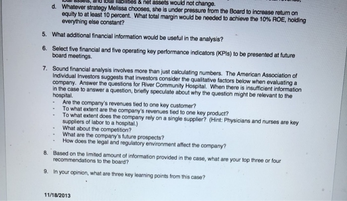 a growing service area. River competes with three other hospitals in its