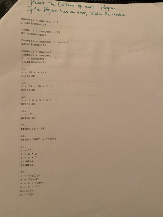  predict If the the Out Come of each pogram. Program has