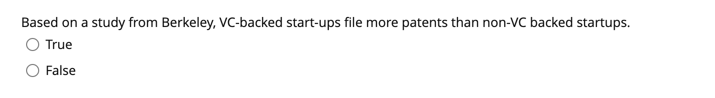 Based on a study from Berkeley, VC-backed start-ups file more patents