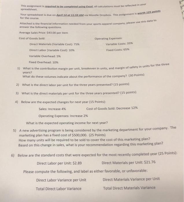  spreadsheet. This assignment is required to becomeleted usiose Excel al calculations