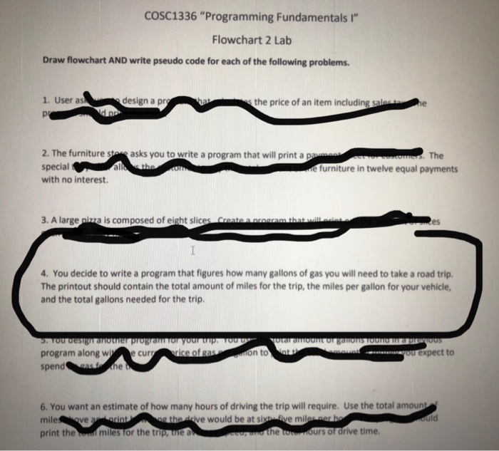  please answer in computer flowchart COSC1336 "Programming Fundamentals 1" Flowchart 2