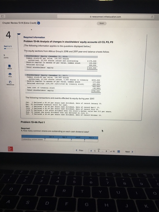  Chapter Review 13-14 (Extra Credt 4 Required information Problem 13-4A Analysis