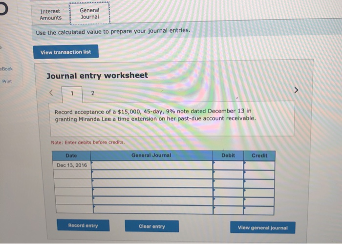 of Danica Company for 2016. Dec. 13 Accepted a $15,000, 45-day, 98