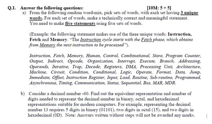  Q.1. Answer the following questions: [10M: 5+5 a) From the following