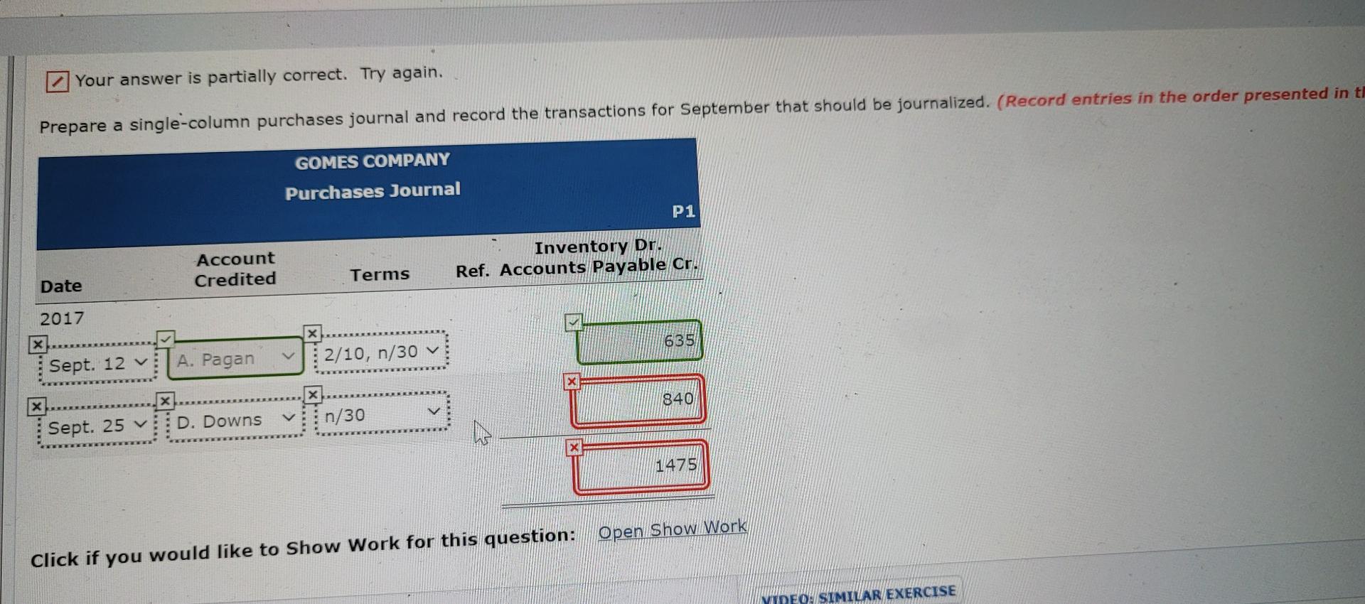 each transaction on the books of Diaz Company. (Credit account titles are