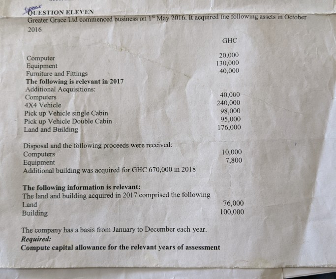  Solution Please QUESTION ELEVEN Greater Grace Ltd commenced business on 1"