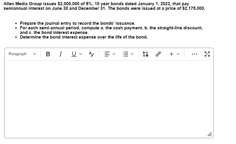  Allen Media Group issues $2,000,000 of 8%,10 year bonds dated January