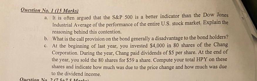  Question No. 1 (15 Marks) a. It is often argued that