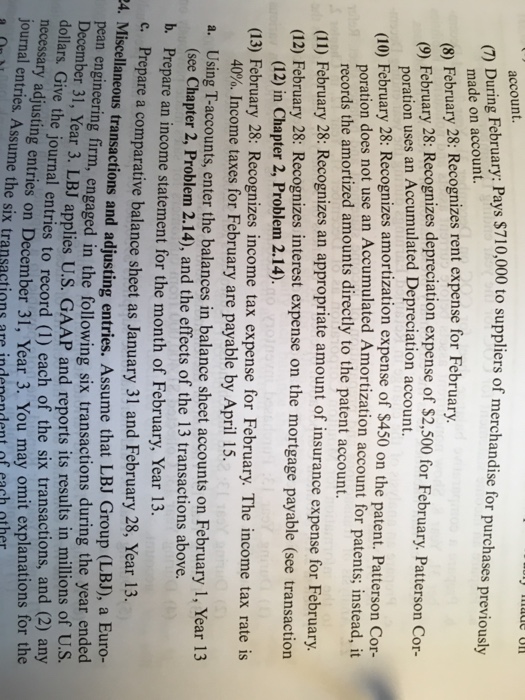 income statement and balance sheet. Refer 23. Corporation for January, Year 13,