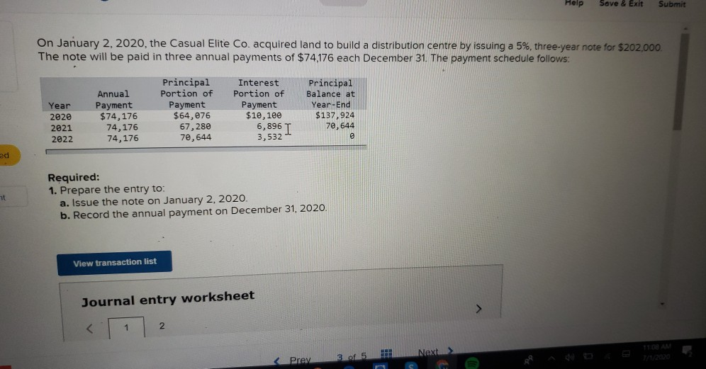  Help Save & Exit Submit On January 2, 2020, the Casual