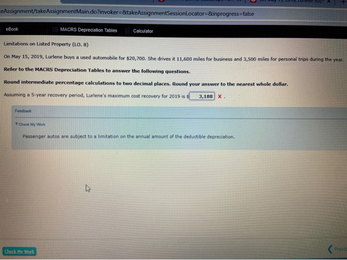  Assignment/take AssignmentMain.do?invoker=&take AssignmentSessionLocator=&inprogress=false eBook MACRS Depreciation Tables Calculator Limitations on Listed