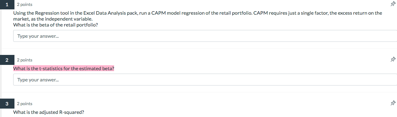 using the three-factor model? Type your answer... 2 points What is the